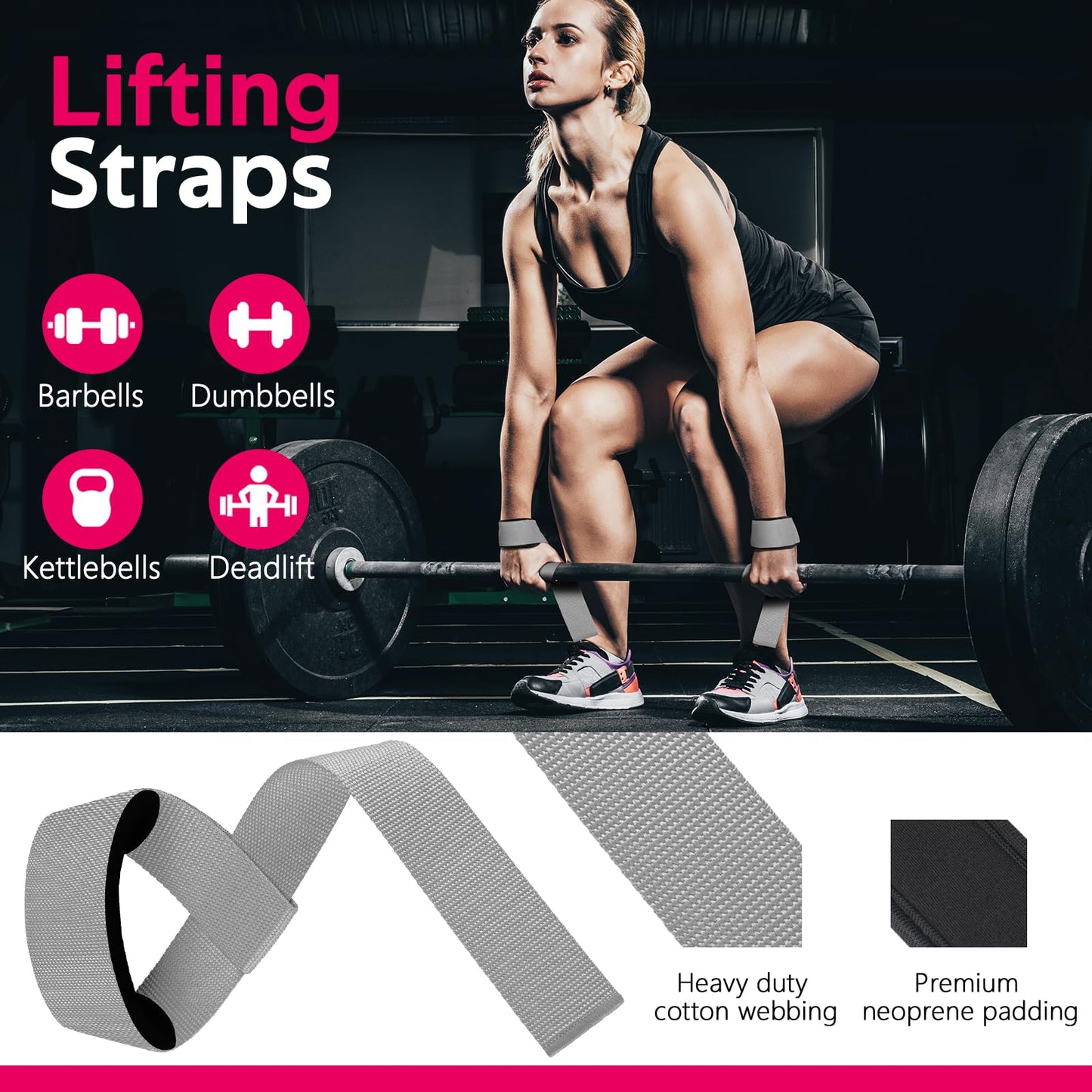 WALITO 7Pcs Barbell Pad Set for Hip Thrust - Squat Pad,Gym Accessories for Women with Bar Bad,Bench Press, with Gym Ankle Straps,Resistance Bands for Working Out,Lifting Strap,Carry Bag