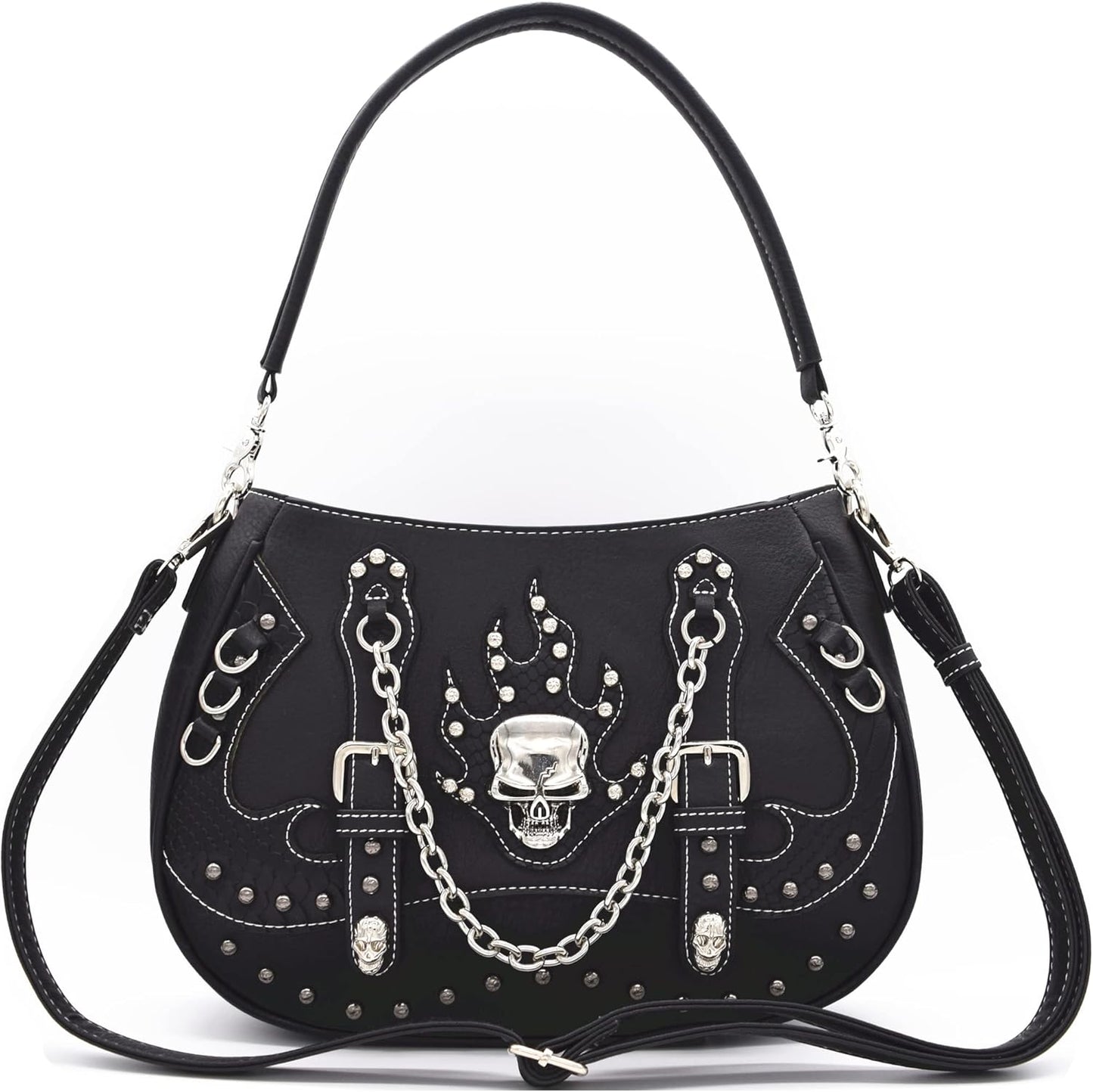 Punk Gothic Rock Metallic Skull Chain Purse