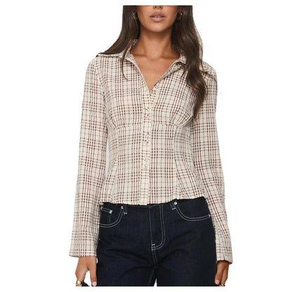 Women Slim Fit Button Down Striped Shirt