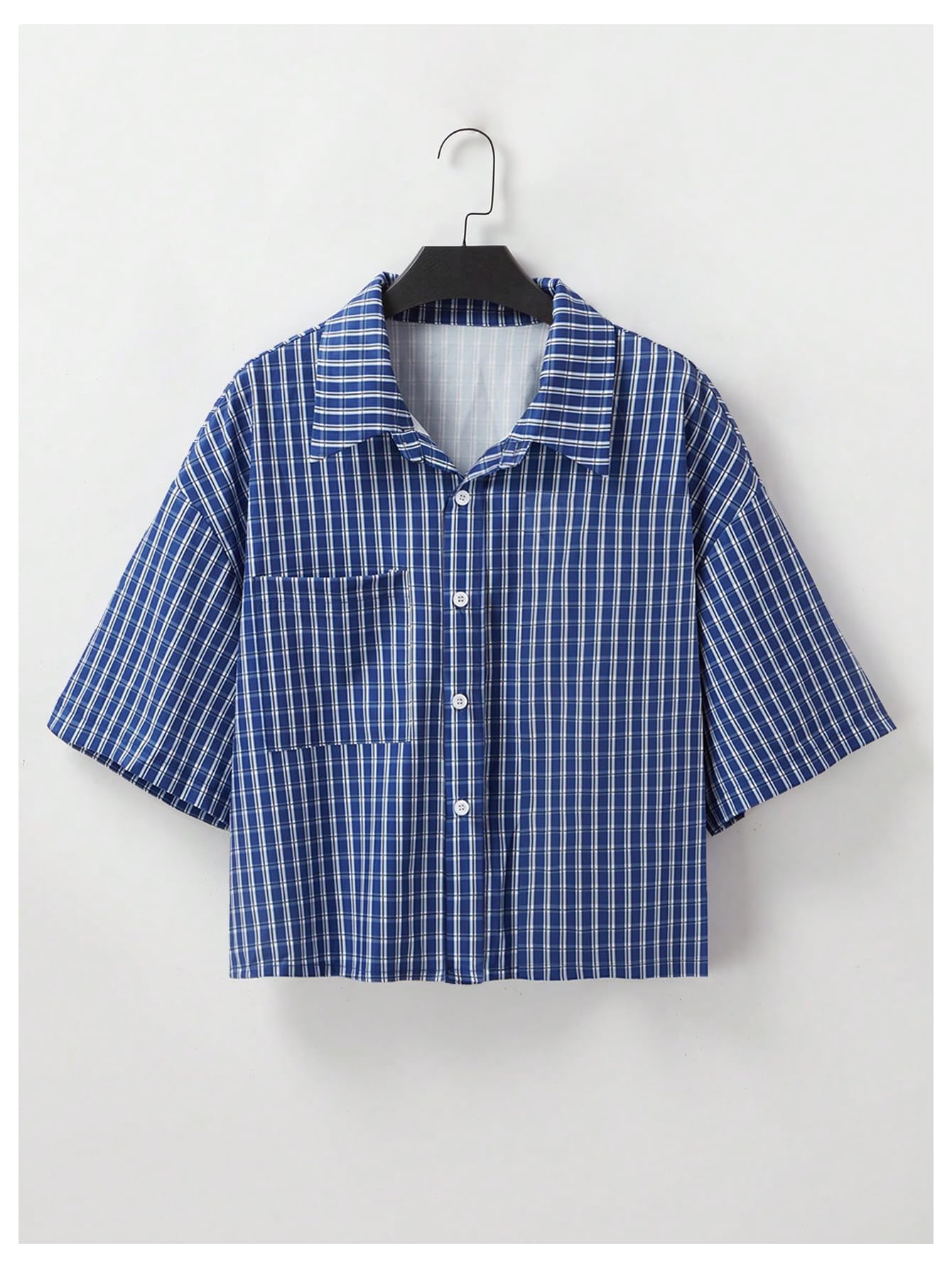 Men's Gingham Cropped Button Down Shirts