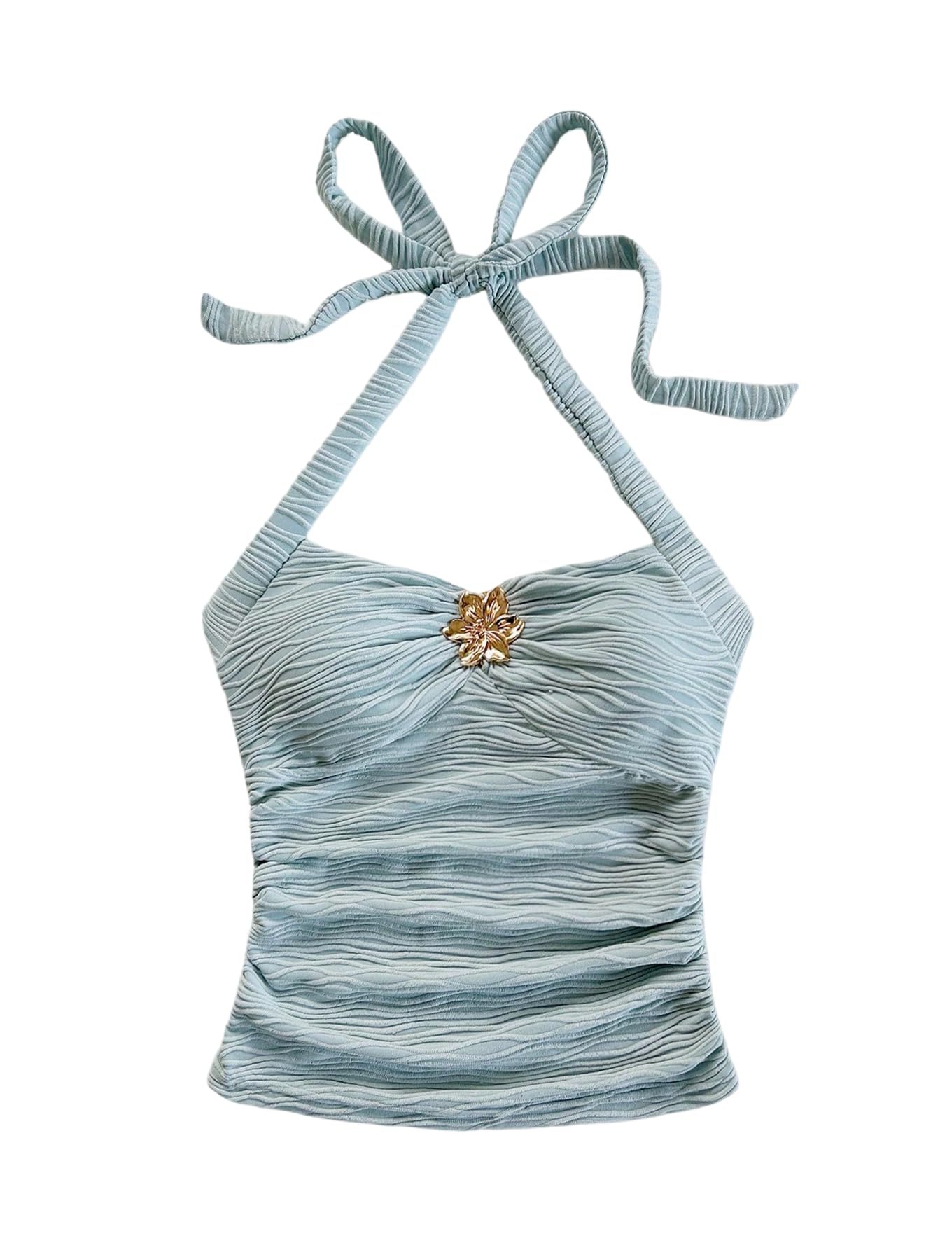 Women's V Neck Halter Tops Open Back