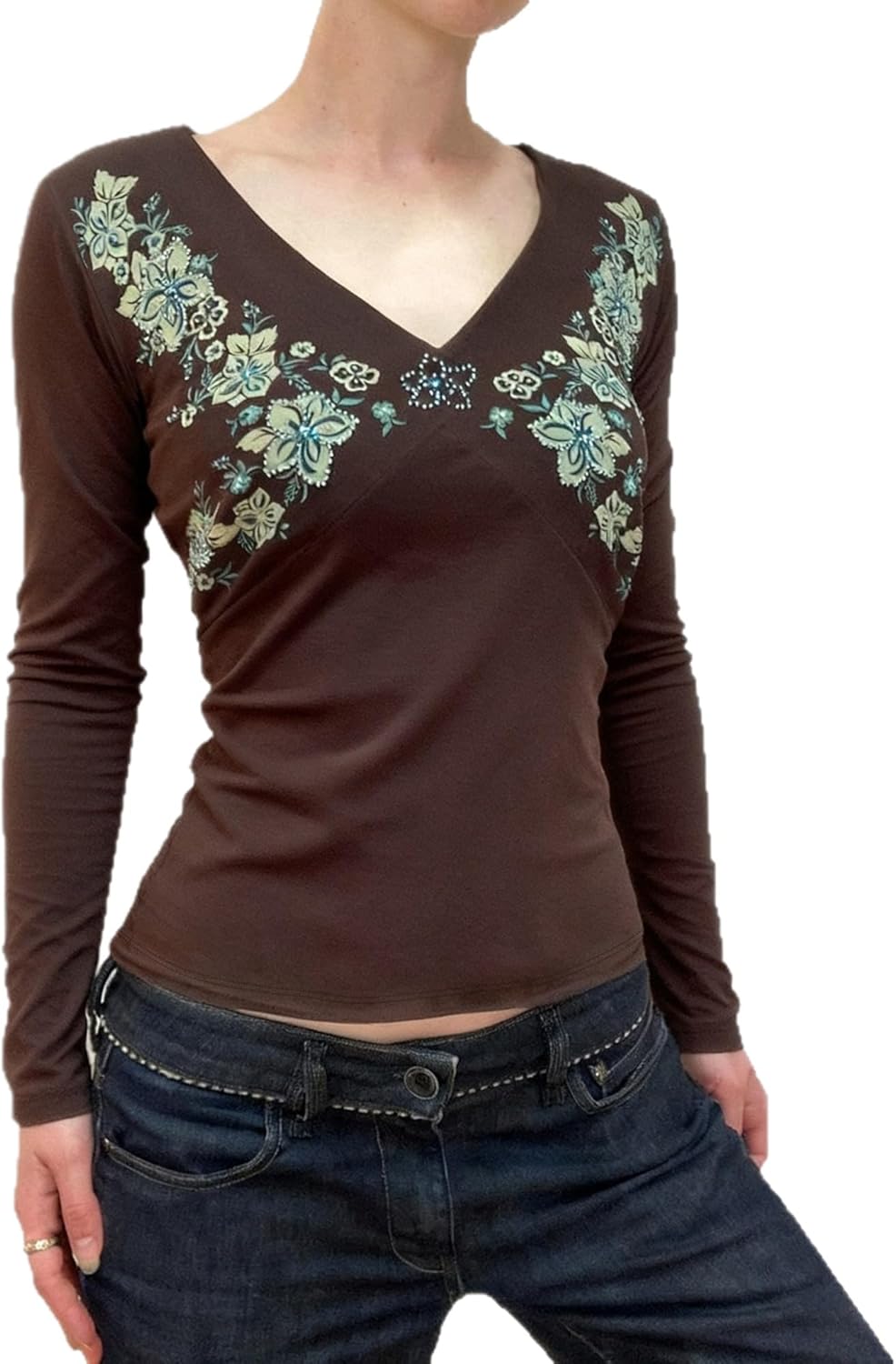 V Neck Floral Tops for Women