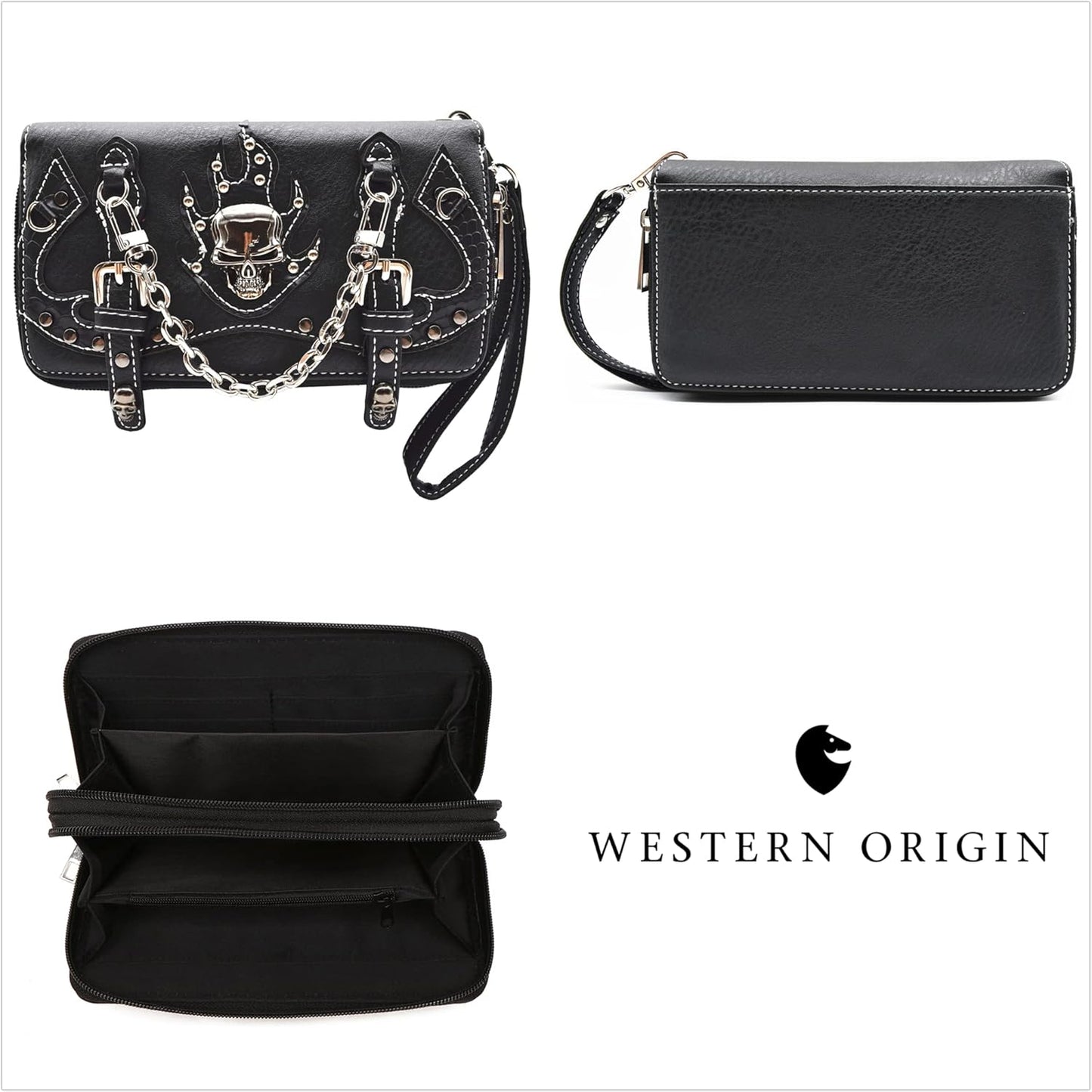 Punk Gothic Rock Metallic Skull Chain Purse