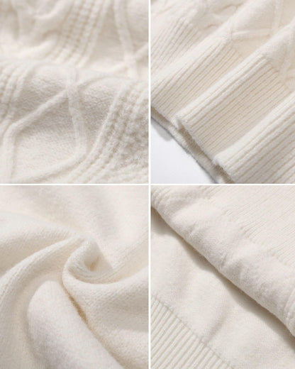 Mens Oversized Sweater Unisex Long Sleeve Cable Knit Sweaters