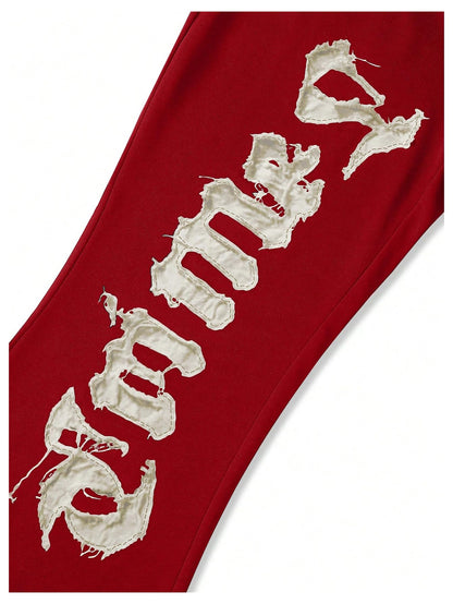 Men's Graphic Cross Print Flare Sweatpants Y2k Casual Pants