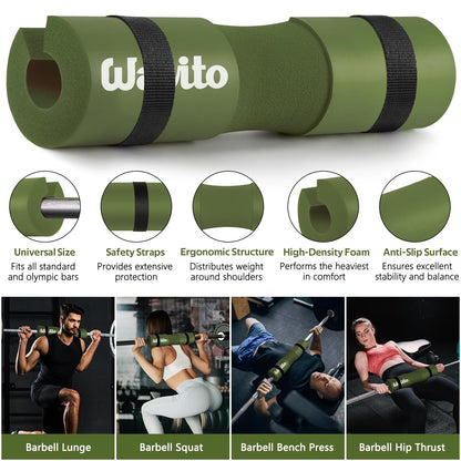 WALITO 7Pcs Barbell Pad Set for Hip Thrust - Squat Pad,Gym Accessories for Women with Bar Bad,Bench Press, with Gym Ankle Straps,Resistance Bands for Working Out,Lifting Strap,Carry Bag