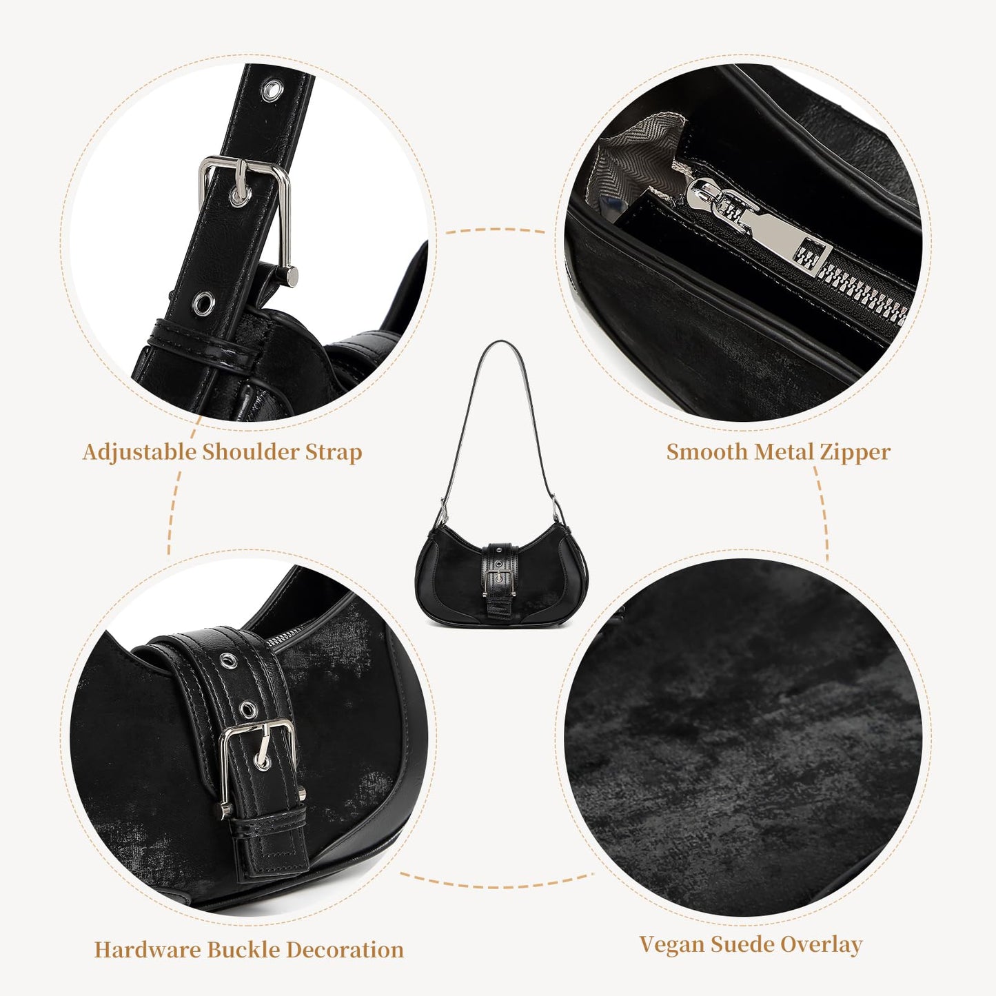 Y2k purse Shoulder Bag for Women Small Crescent Purses and Handbags