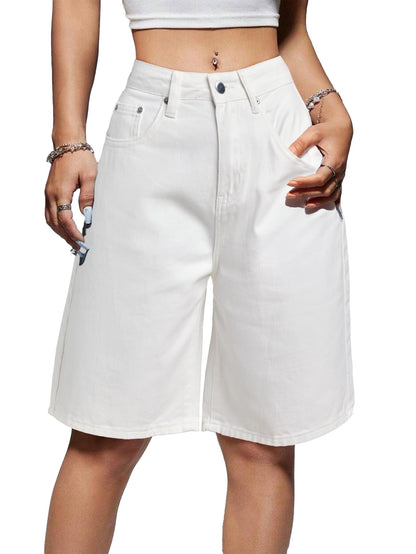 Women Baggy Jeans Jorts Outfits Mid-Low Waisted Denim
