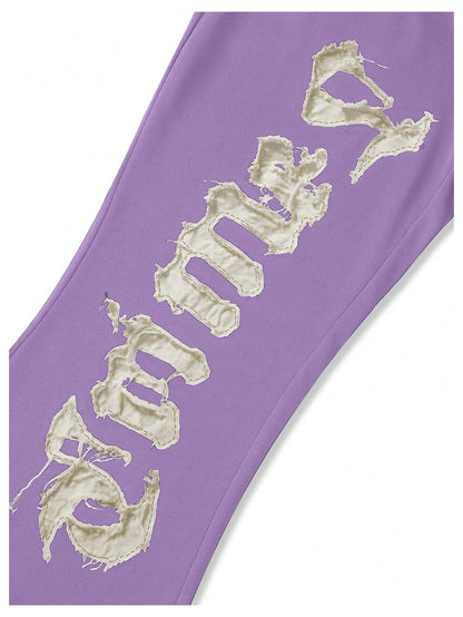 Men's Graphic Cross Print Flare Sweatpants Y2k Casual Pants