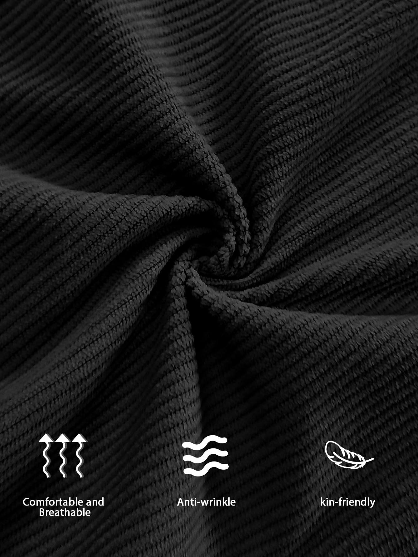 Mens Corduroy Casual Pants Fashion Loose Fit Wide Leg Pants Straight Sweatpants Elastic Waist Drawstring