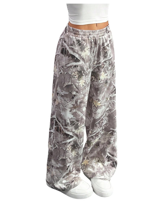GORGLITTER Women's Camo Baggy Cargo Sweatpants Joggers Camouflage Straight Leg Sweat Pants Street Wear