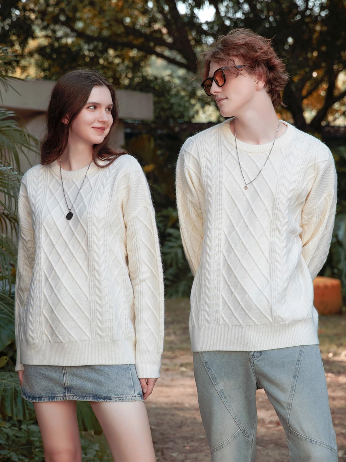 Mens Oversized Sweater Unisex Long Sleeve Cable Knit Sweaters