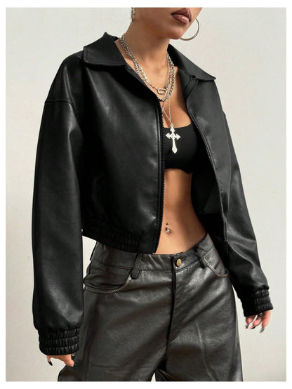 Women's Zip Up Motorcycle leather jacket