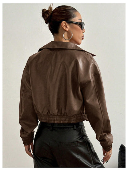 Women's Zip Up Motorcycle leather jacket