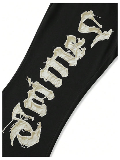 Men's Graphic Cross Print Flare Sweatpants Y2k Casual Pants