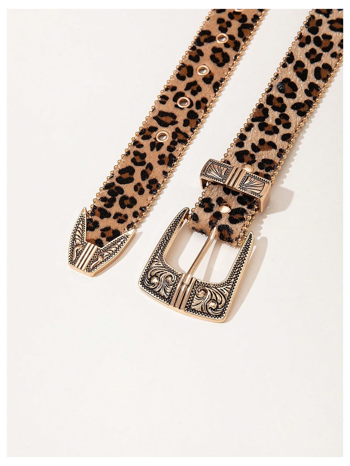 Leopard Print Belts for Women Faux Leather Y2K Belts