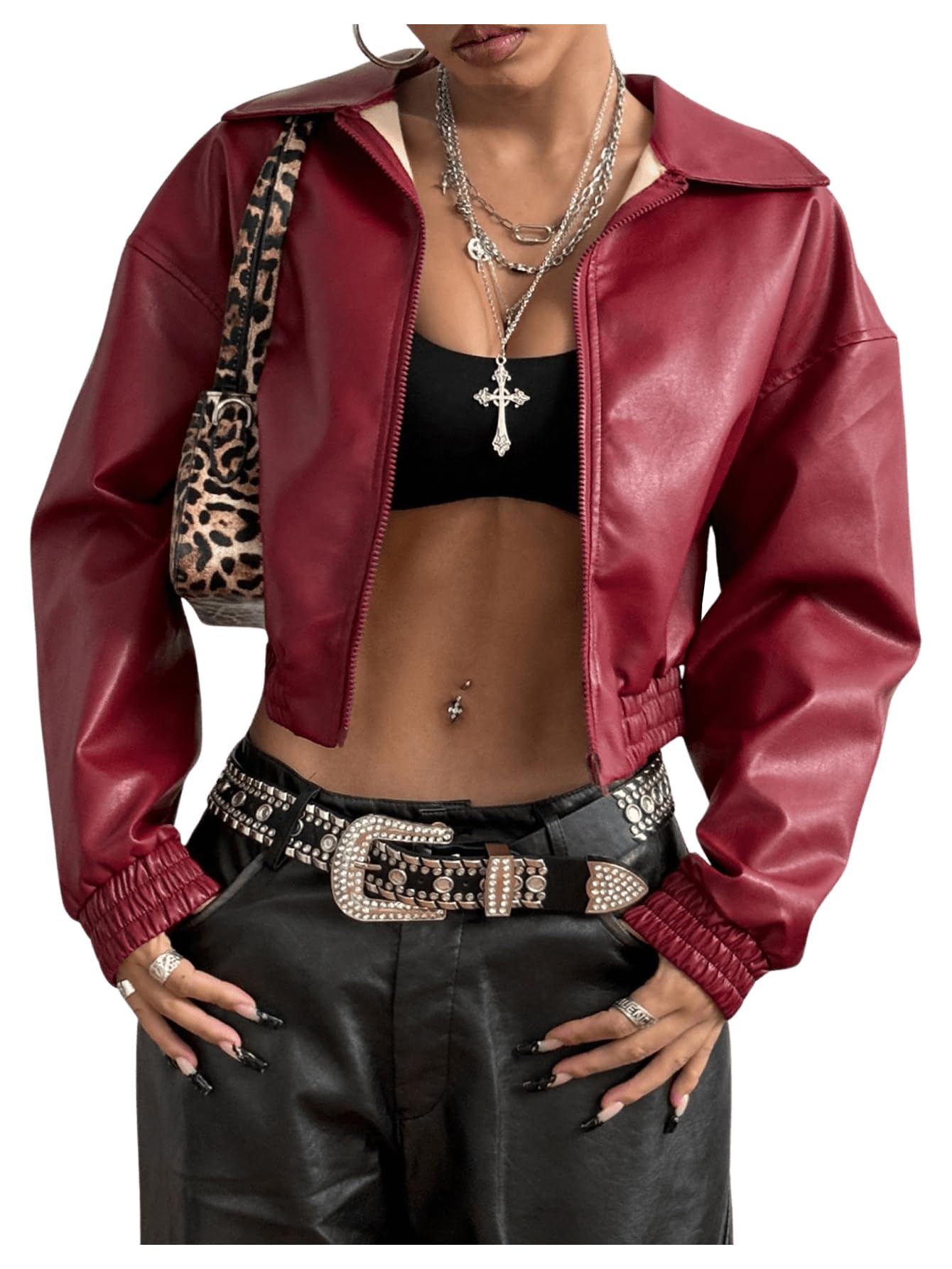 Women's Zip Up Motorcycle leather jacket