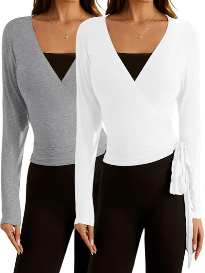 Women's Pilates Outfits Wrapped shirt