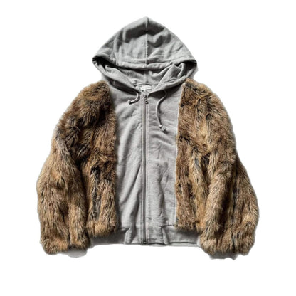 CUTEGAL Zip Up Hoodie Oversized Leopard Print Jacket Reversible Streetwear Fall Grunge Hoodies Streetwear