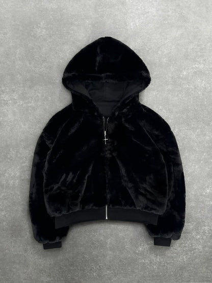 CUTEGAL Zip Up Hoodie Oversized Leopard Print Jacket Reversible Streetwear Fall Grunge Hoodies Streetwear