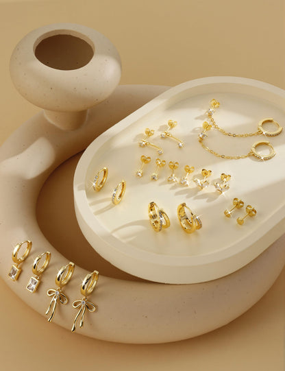 Small Hoop Stud Earrings Stacks for Women