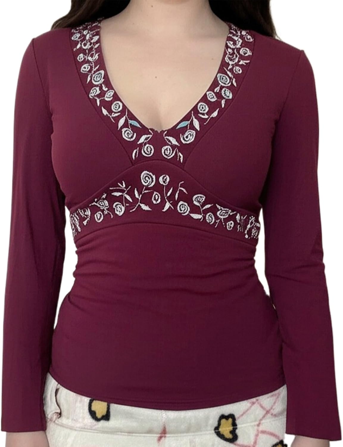 V Neck Floral Tops for Women