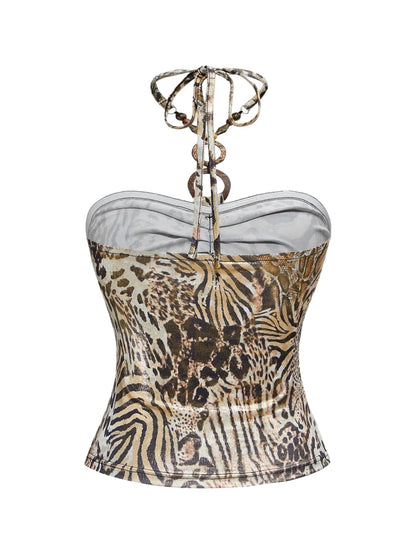 Women's Leopard Print Halter Top