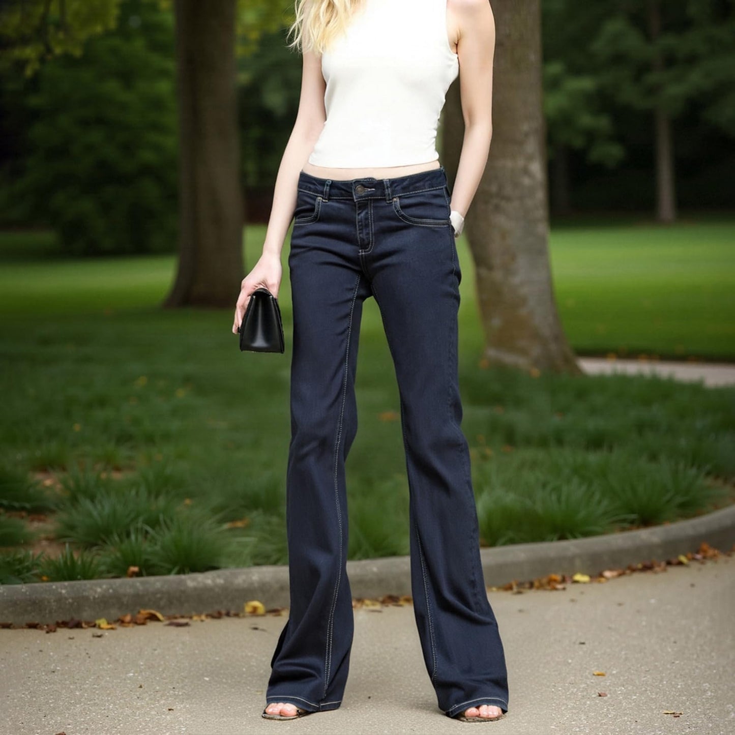 Women's Flare Bell Bottom Jeans Y2K Vintage Low Rise