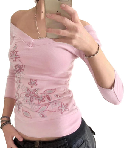 V Neck Floral Tops for Women