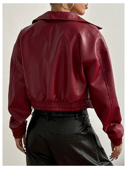 Women's Zip Up Motorcycle leather jacket