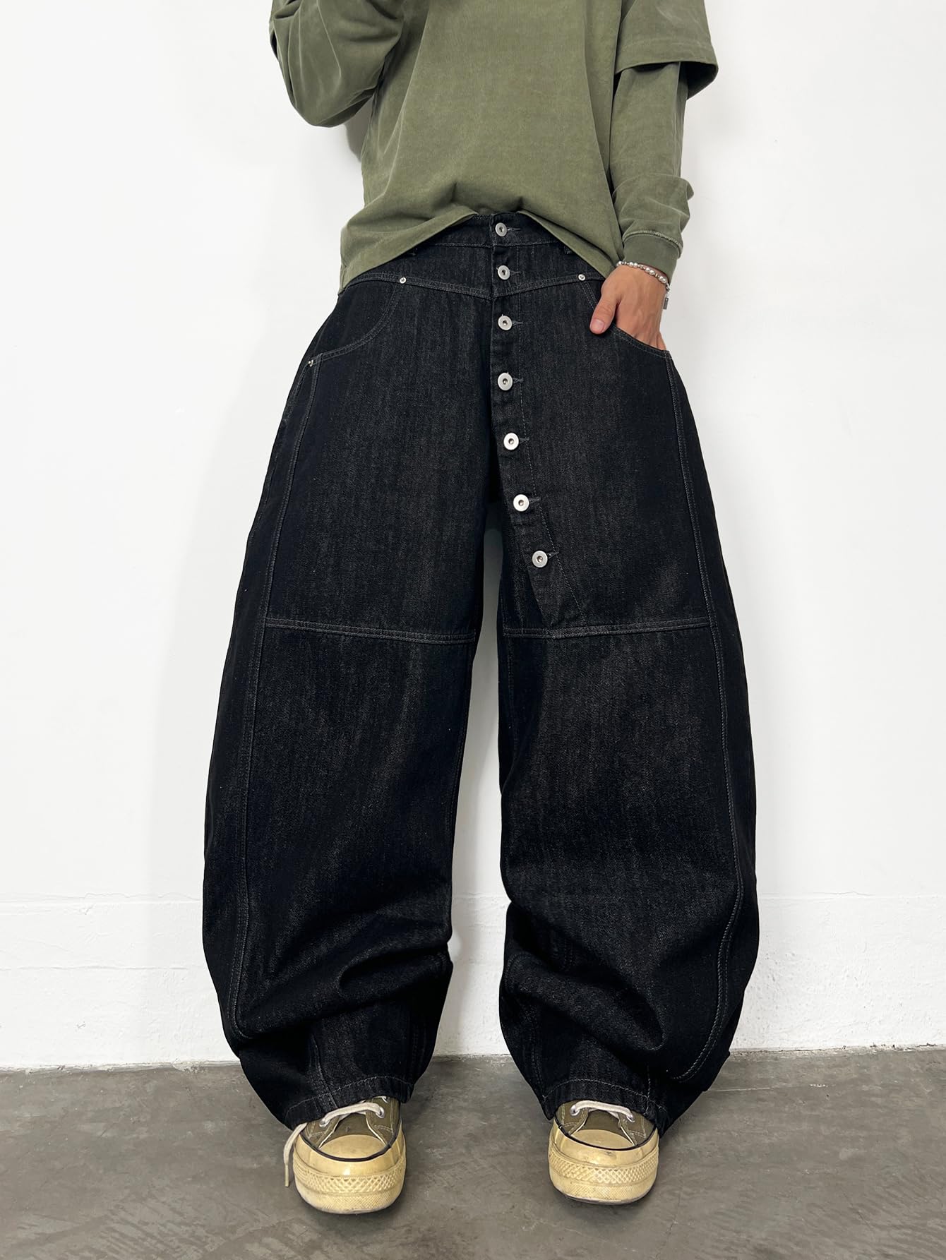 Mens Streetwear Hip Hop Baggy Wide Leg jeans