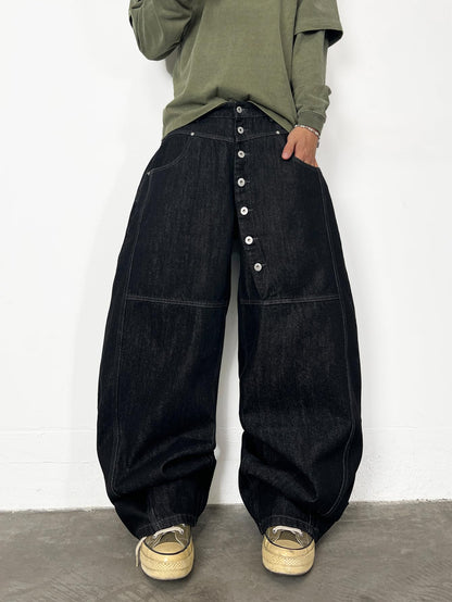 Mens Streetwear Hip Hop Baggy Wide Leg jeans