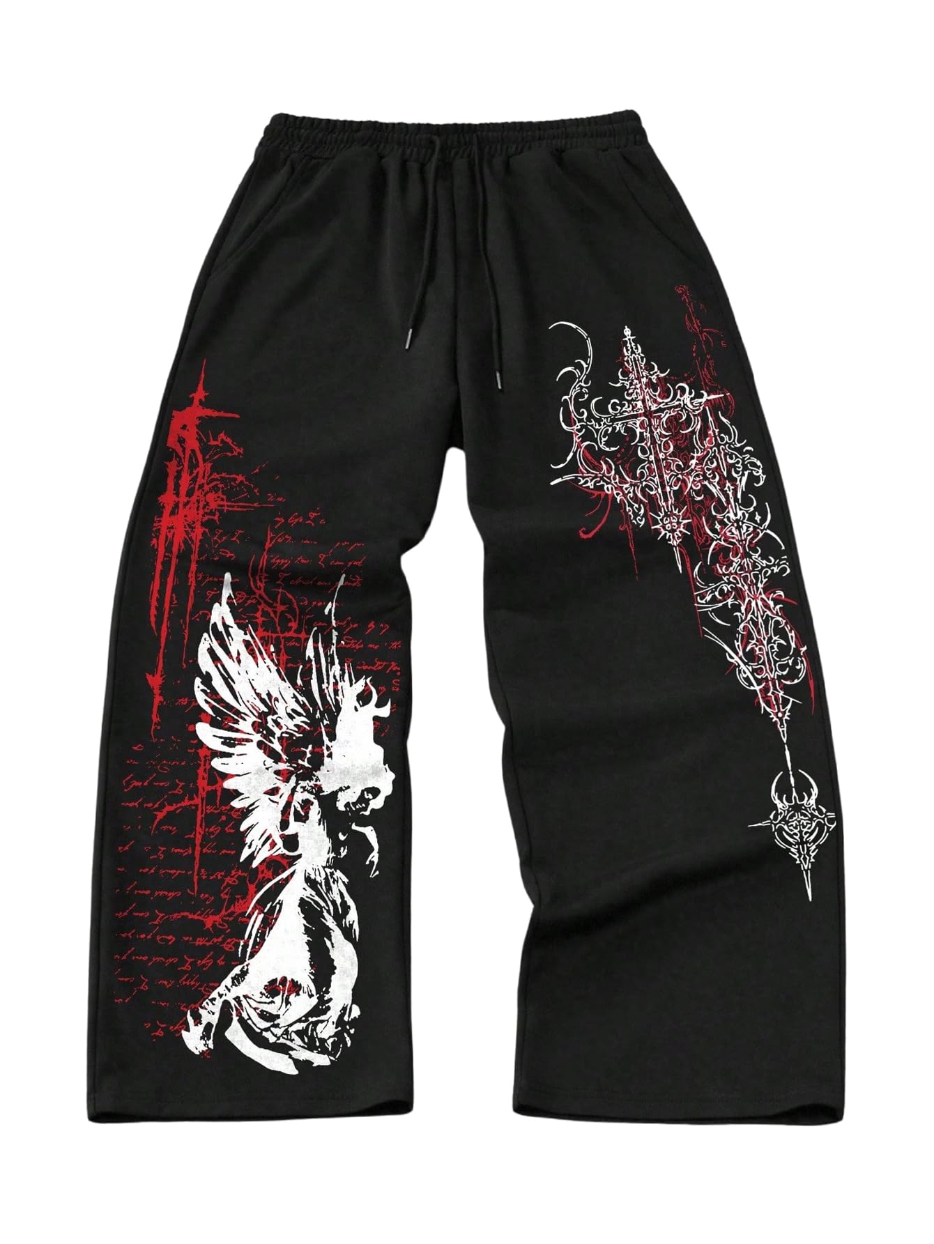 Men's Graphic Cross Print Flare Sweatpants Y2k Casual Pants