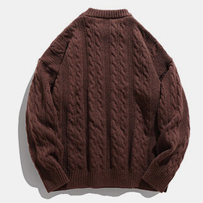 Mens Oversized Sweater Unisex Long Sleeve Cable Knit Sweaters