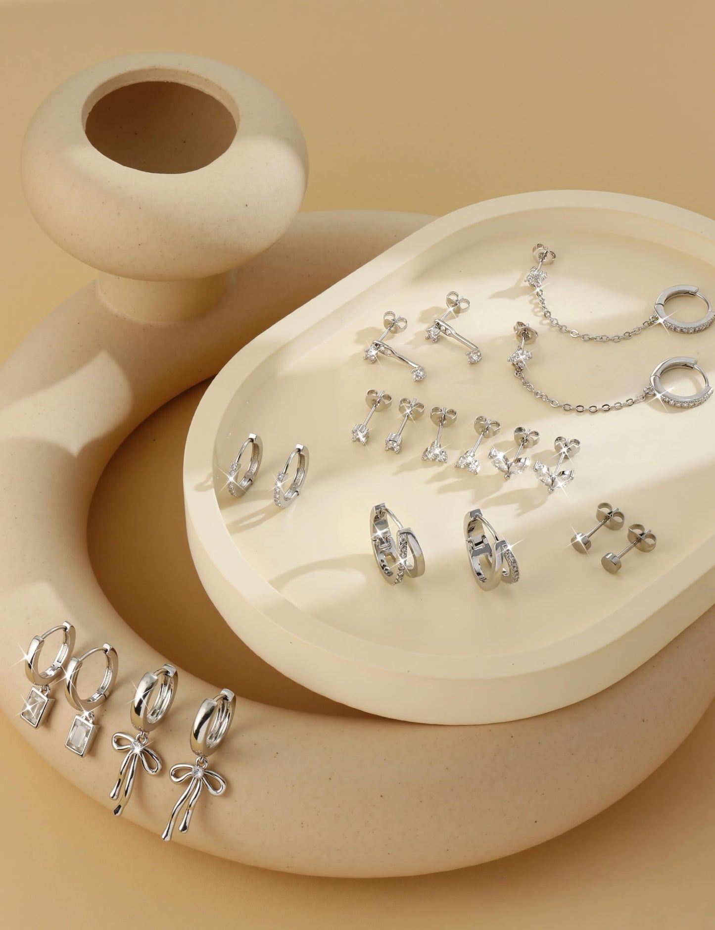 Small Hoop Stud Earrings Stacks for Women