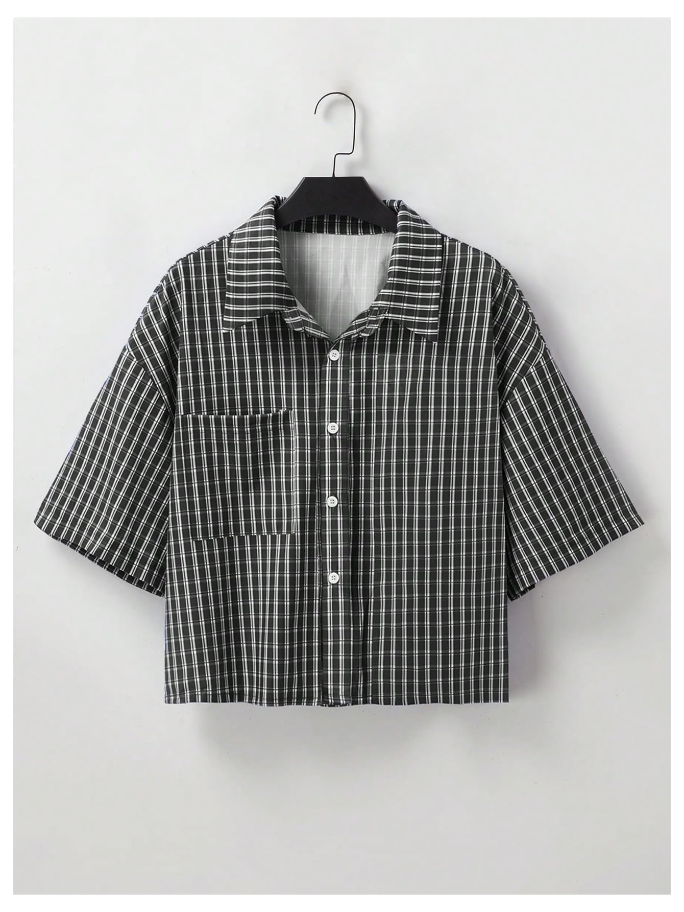Men's Gingham Cropped Button Down Shirts