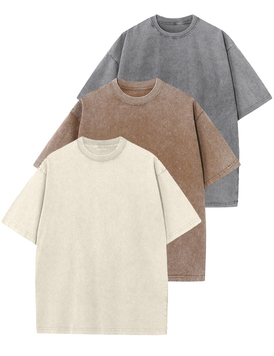 3 Pack Men Oversized T Shirts Vintage Tee