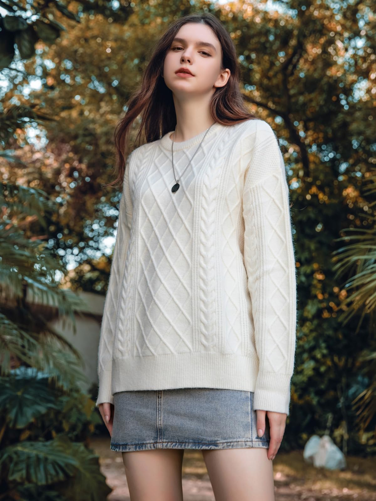 Mens Oversized Sweater Unisex Long Sleeve Cable Knit Sweaters