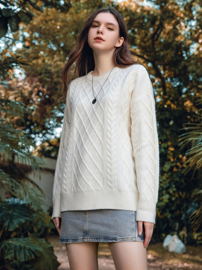 Mens Oversized Sweater Unisex Long Sleeve Cable Knit Sweaters