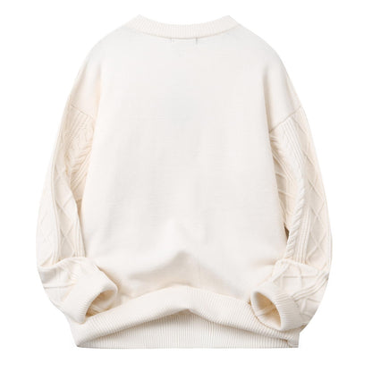 Mens Oversized Sweater Unisex Long Sleeve Cable Knit Sweaters