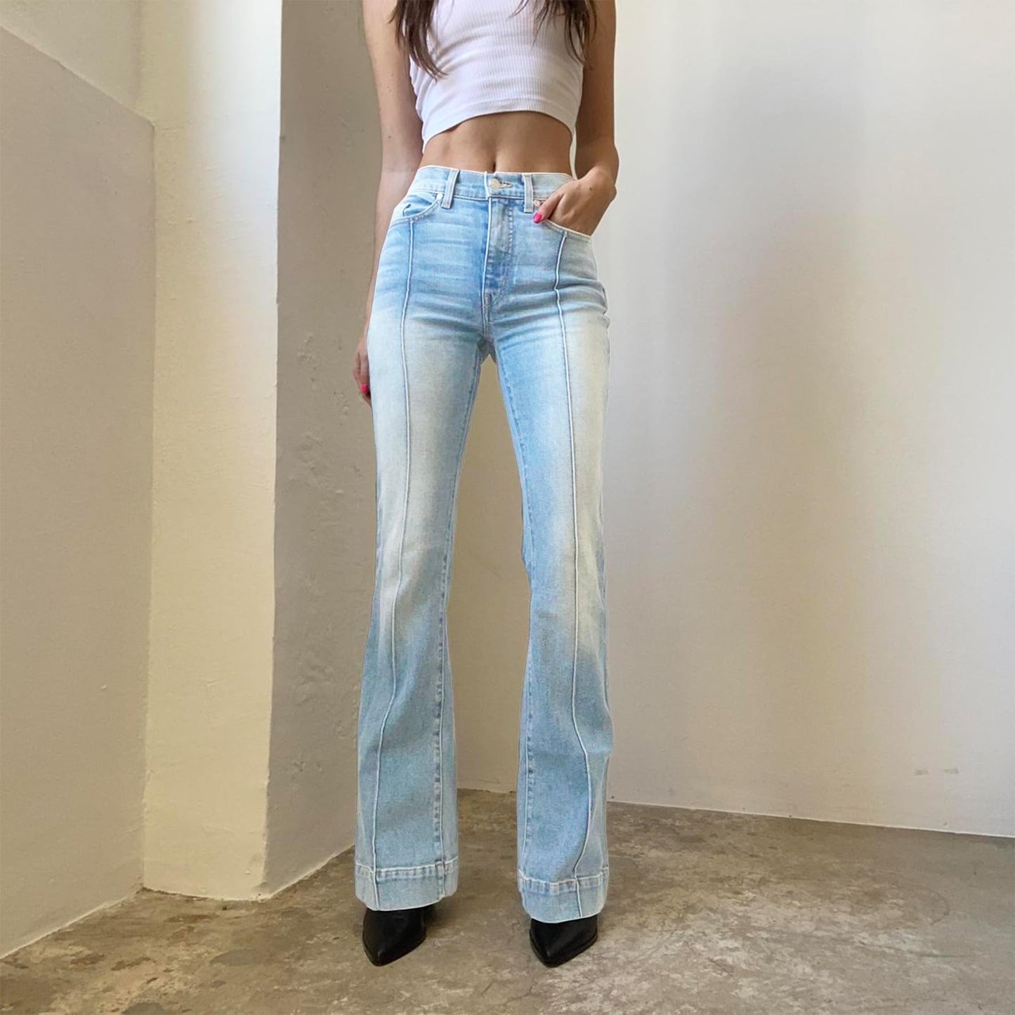 Women's Flare Bell Bottom Jeans Y2K Vintage Low Rise