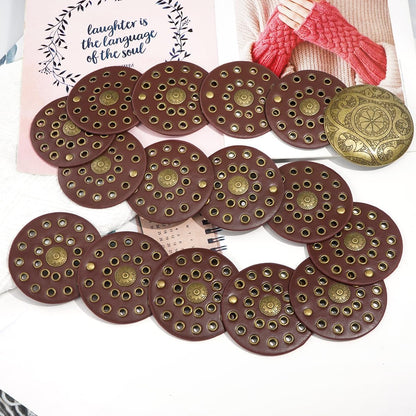 Wide Disc Belt for Women Vintage Hollow Boho Leather Belt Western Chunky Waist Belt Cowboy Metal Buckle Concho Belts