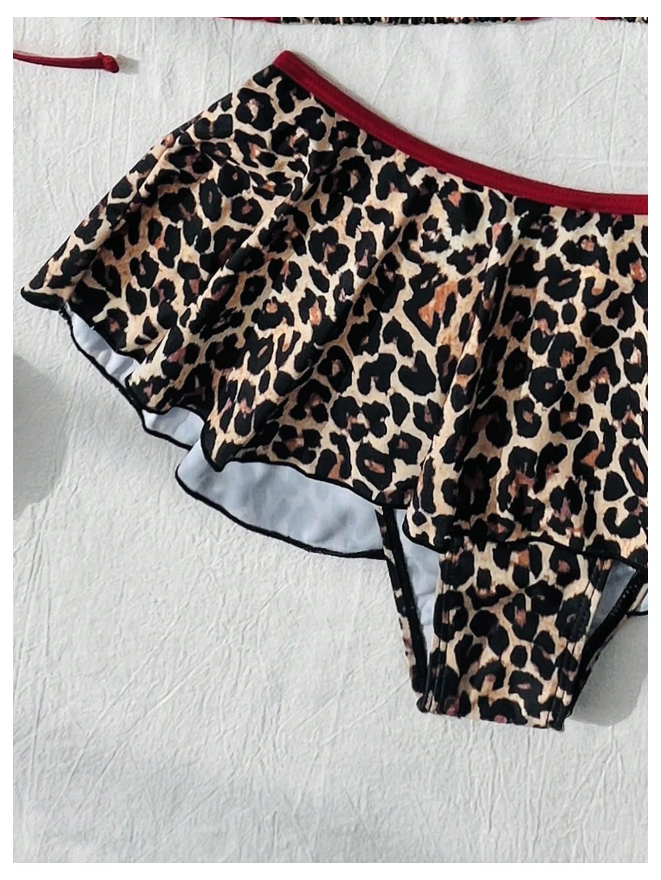 Women's 2 Piece Leopard Ruffle Bikini Sets Triangle Halter