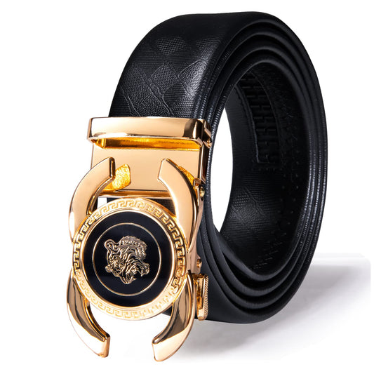 Dubulle Designer Ratchet Belt for Men Leather Fashion Adjustable Automatic Buckle Sliding Removable Dress Casual