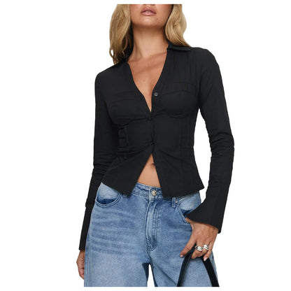 Women Slim Fit Button Down Striped Shirt