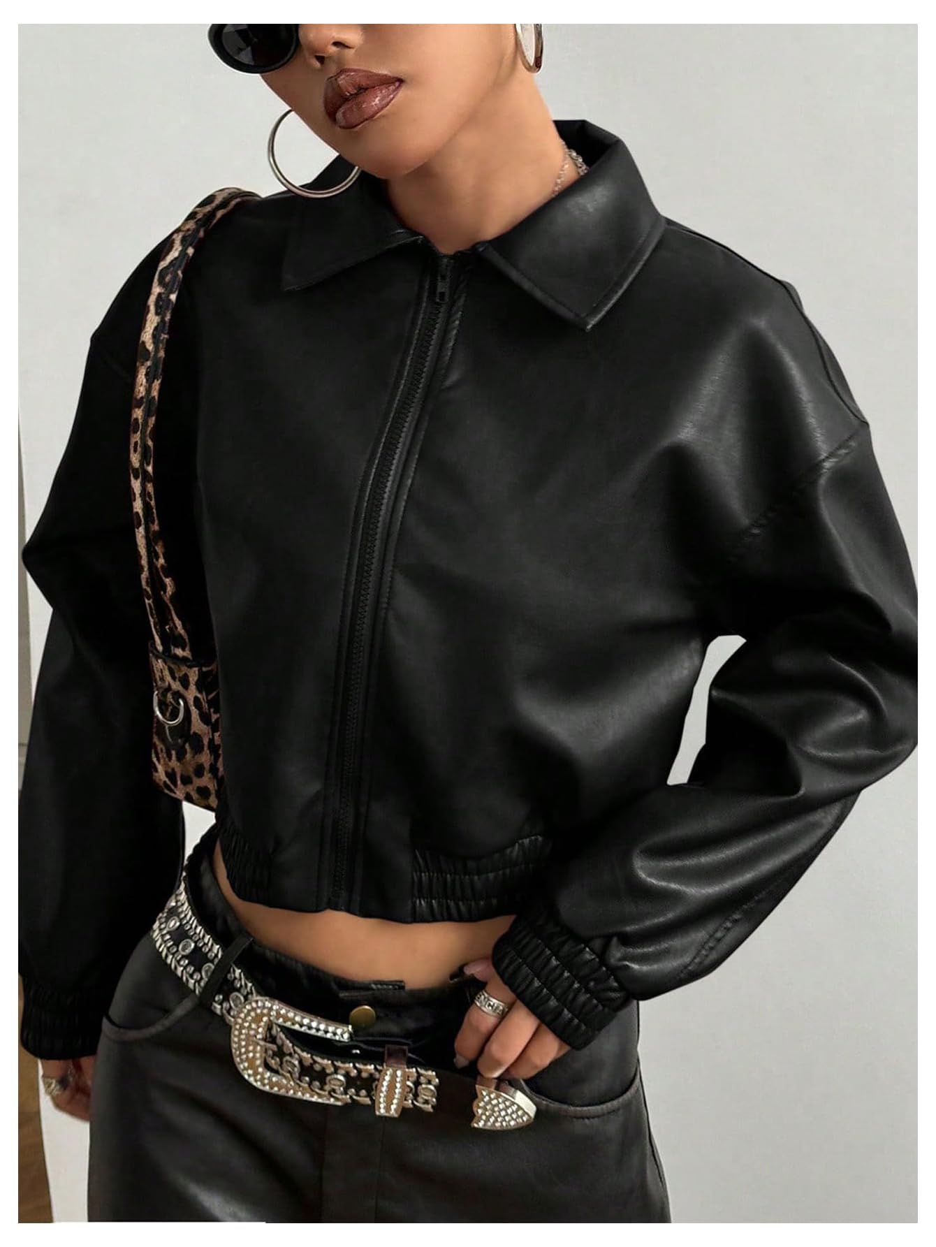 Women's Zip Up Motorcycle leather jacket