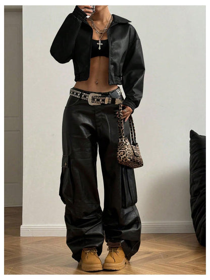 Women's Zip Up Motorcycle leather jacket