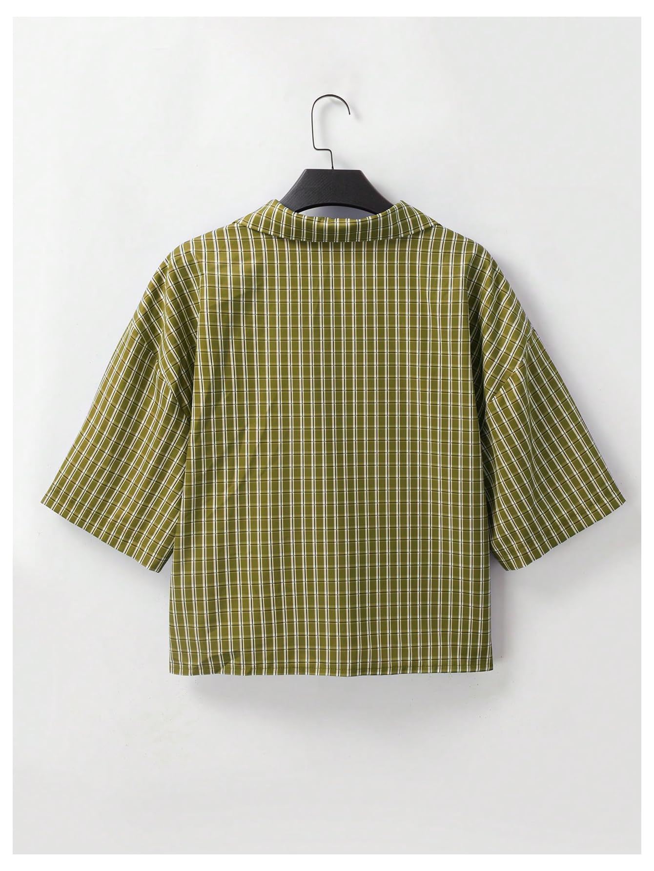 Men's Gingham Cropped Button Down Shirts