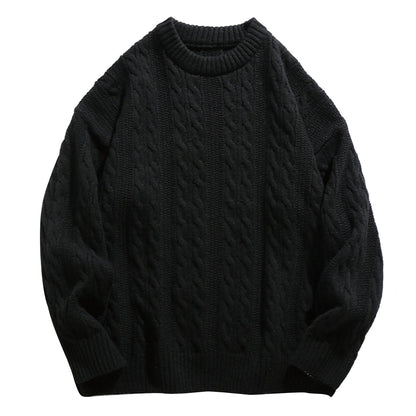 Mens Oversized Sweater Unisex Long Sleeve Cable Knit Sweaters