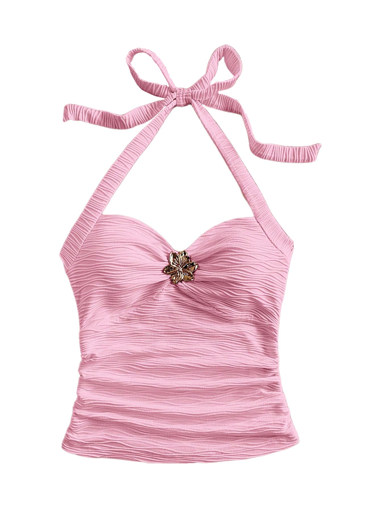 Women's V Neck Halter Tops Open Back